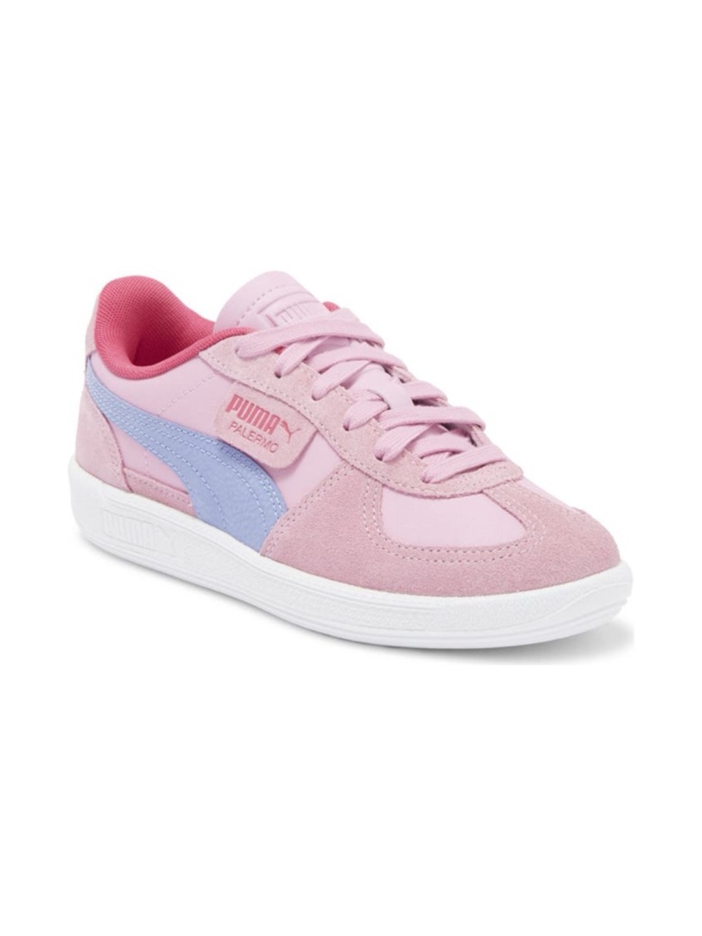 Puma Palermo Kids Sneakers Pink Suede T Toe Lace Up Size 2C